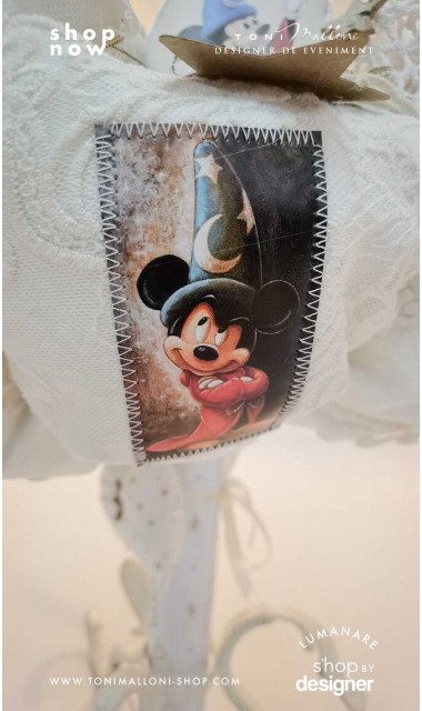 Lumanare botez Mickey Mouse Wizard creata cu o figurina special creata manual unicat 11